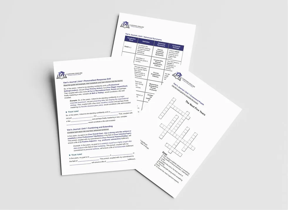 Business English Worksheets for download - vocabulary words, synonyms, crossword puzzle