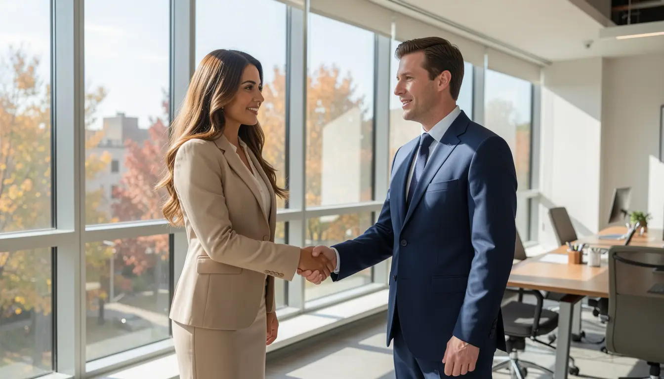 A woman looks ready to giver her self-introduction in English